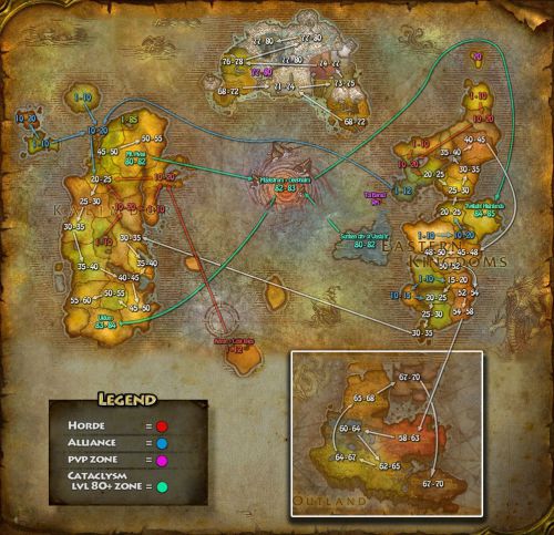 Карта уровней WoW